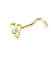 Pearly Heart Silver Curved Nose Stud NSKB-200p